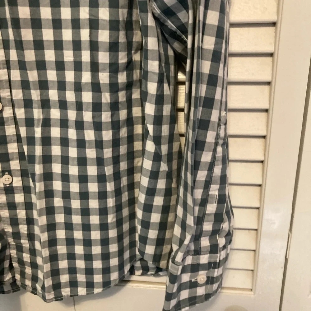 Men’s J.Crew Gingham Blue And White Button Down Shirt Size Large